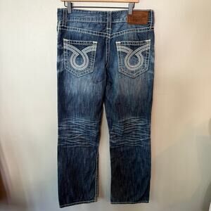 Vintage Big Star Buckle Pioneer Boot Cut Denim Blue Jeans 34x34 Embroidered Y2K